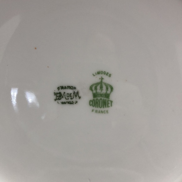 O565 George Borgfeldt 8 pc Set Dinner/Salad Plates Pink/Green with Gold Trim - Picture 5 of 6